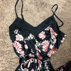 A New Day floral midi dress with belted waist. M
